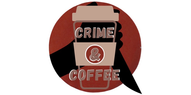Crime & coffee icon featuring a travel coffee cup with the shadow of a hand holding a knife behind
