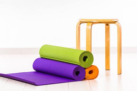 Yoga mats and chair