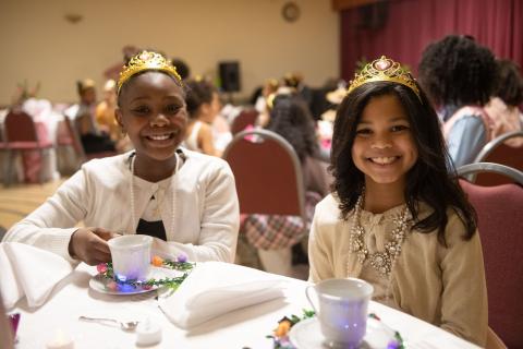 Tea party attendees Journi Bolar and Savi Netisingha enjoying the Uniquely You Tea Party experience! 