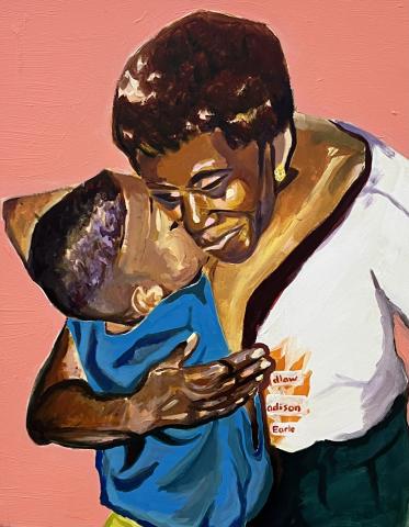 One Last Hug Before We Head Back Up North, 2023 Acrylic on Canvas, 30x24x1.5in