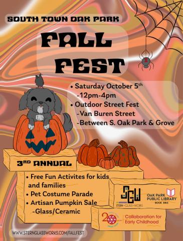 South Town Fall Fest 2024 event flyer, 10/5 1-4 pm, near Stern Glass Works