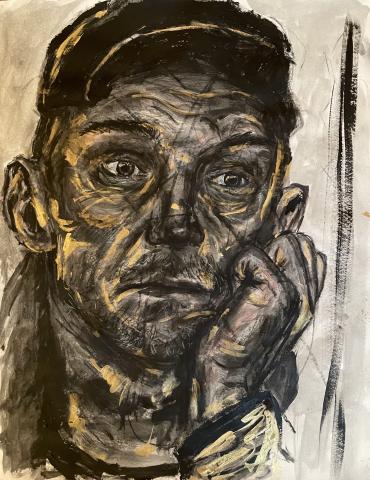 Unknown Man I - mixed media charcoal, acyrlic, watercolor - 2019