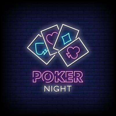 Neon colored poker cards with the text "poker night" below