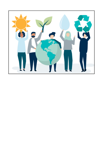 clip art of five people holding environmental symbols
