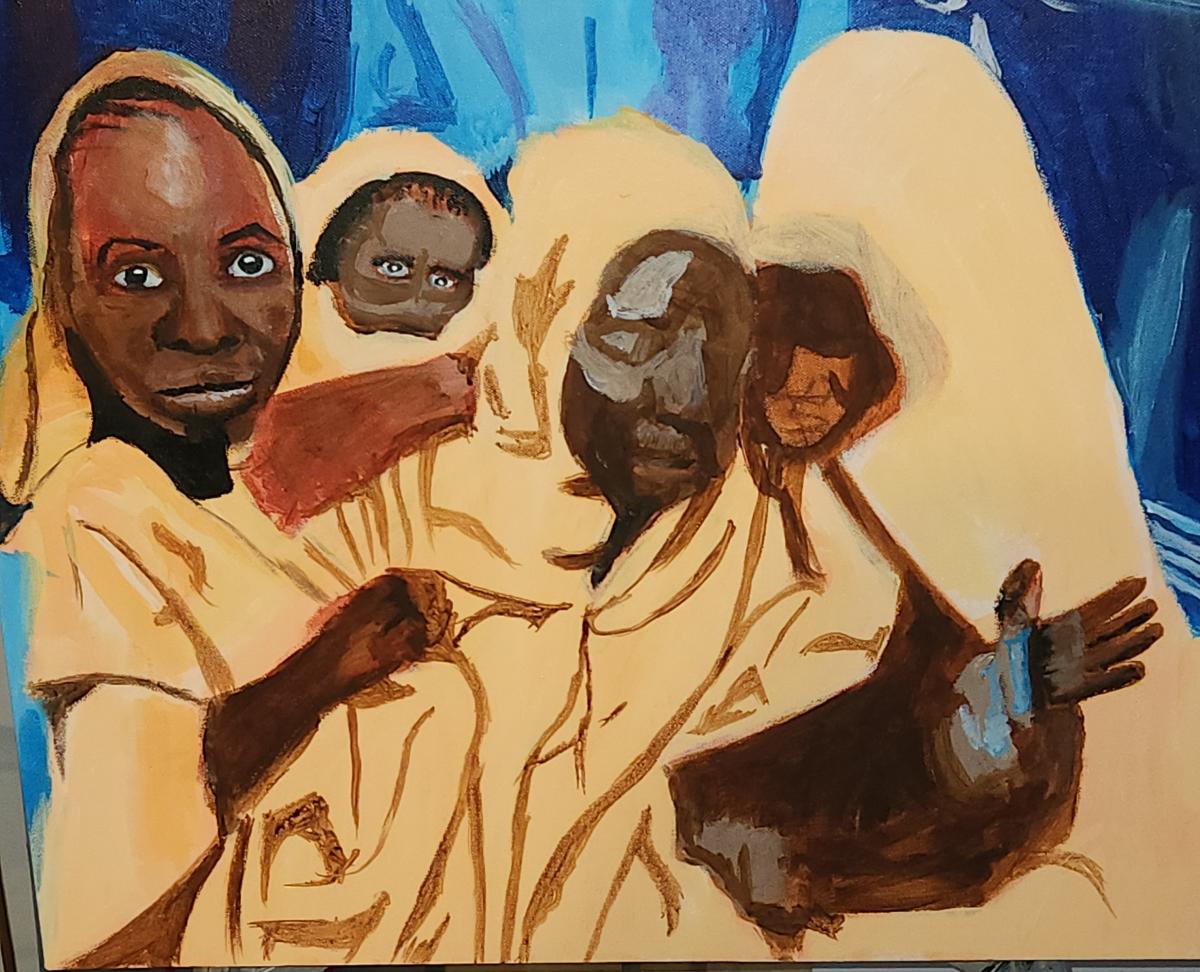 "Hajab Women," Acrylic on Canvas, 20in x 16in  2022