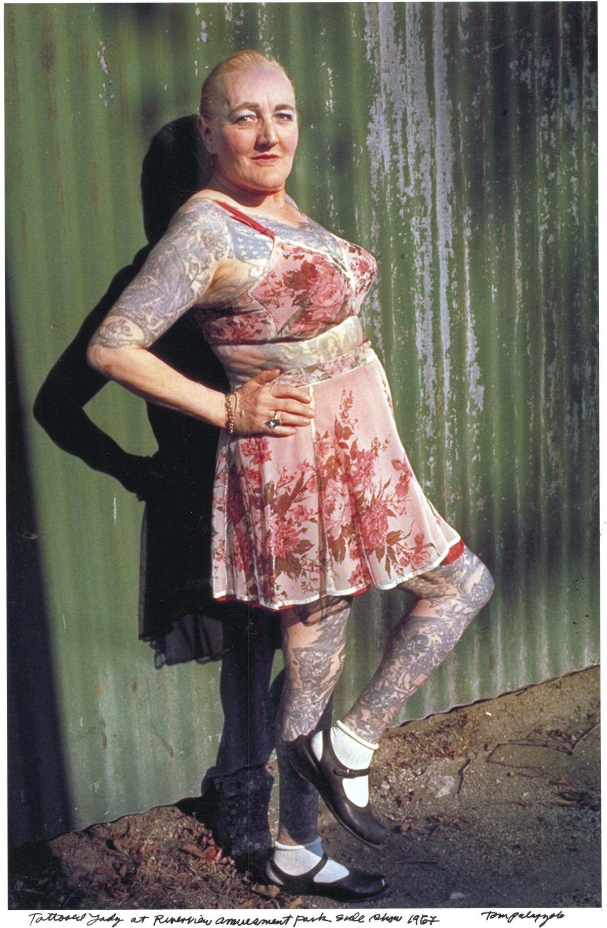 Tattooed Lady at the side show-Riverview Park; 1967. Color Photograph